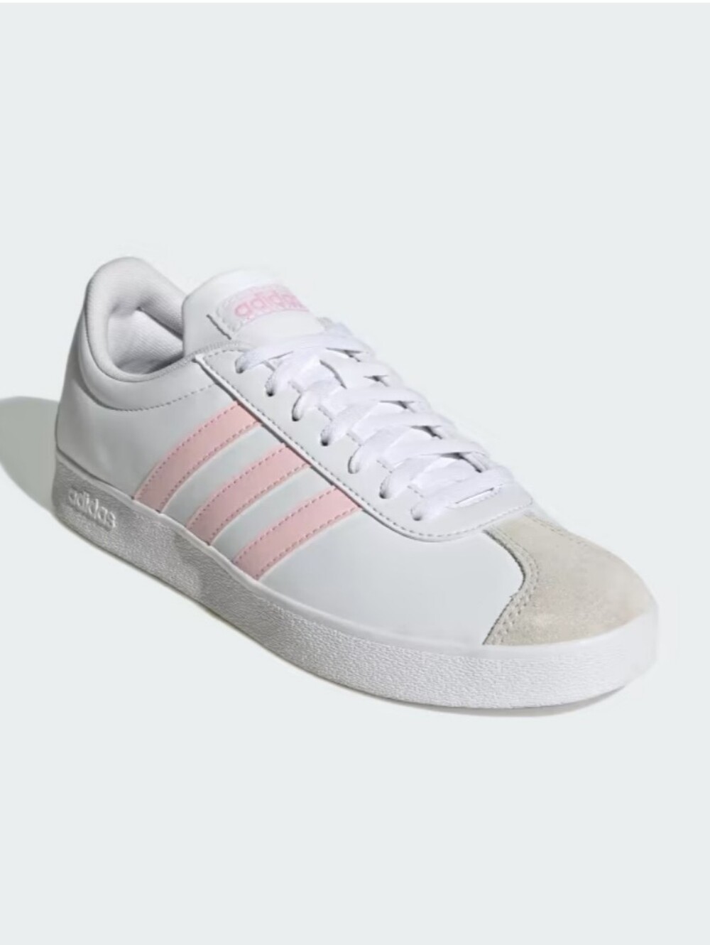 Adidas Womens VL Court Base Sneakers Cloud White Pink Low Top Shoes Size 10